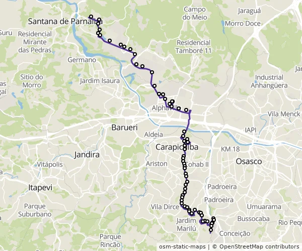Mapa do itinerário da linha