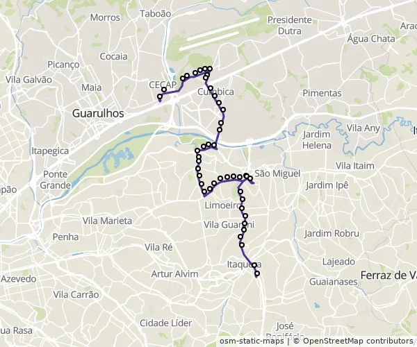 Mapa do itinerário da linha