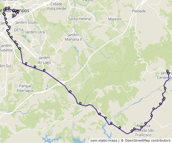 Mapa do itinerário da linha
