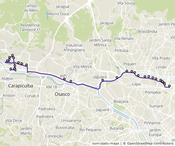 Mapa do itinerário da linha