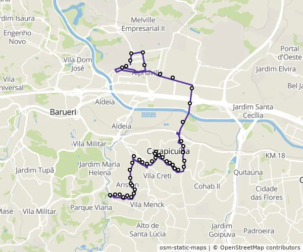 Mapa do itinerário da linha