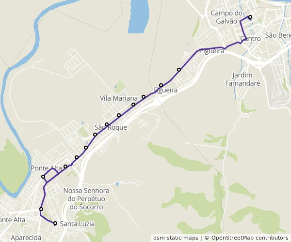Mapa do itinerário da linha