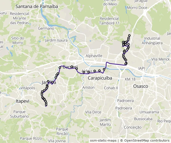 Mapa do itinerário da linha