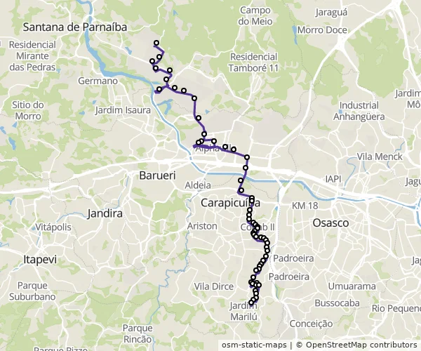 Mapa do itinerário da linha