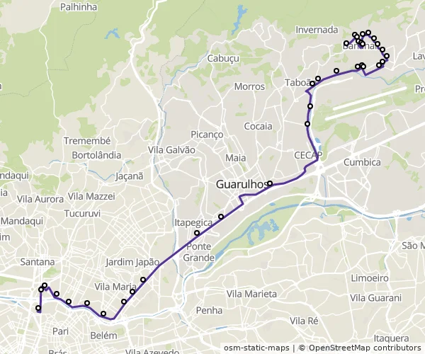 Mapa do itinerário da linha