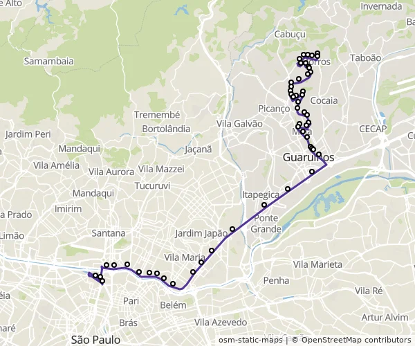 Mapa do itinerário da linha