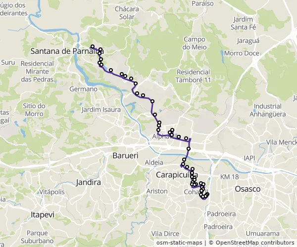 Mapa do itinerário da linha