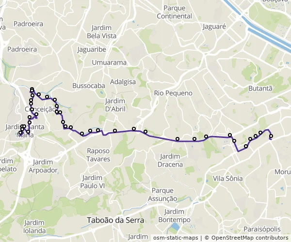 Mapa do itinerário da linha
