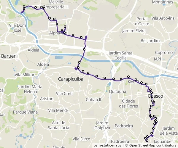 Mapa do itinerário da linha