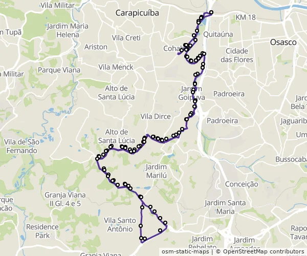 Mapa do itinerário da linha