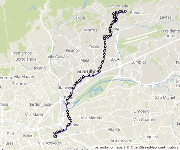 Mapa do itinerário da linha