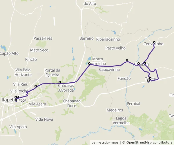 Mapa do itinerário da linha
