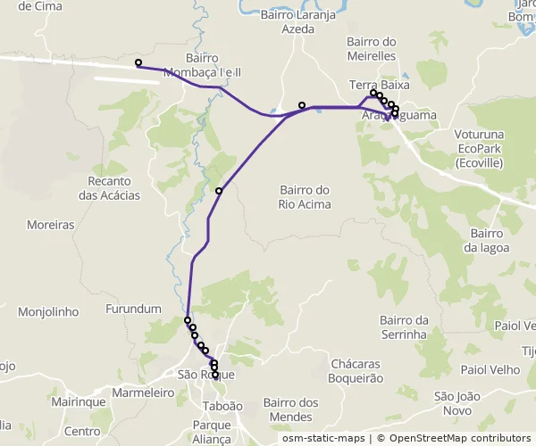 Mapa do itinerário da linha