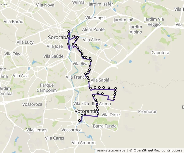 Mapa do itinerário da linha
