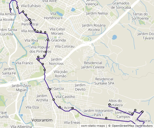 Mapa do itinerário da linha