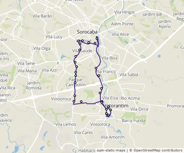 Mapa do itinerário da linha