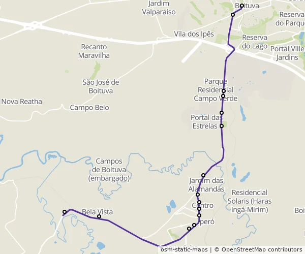 Mapa do itinerário da linha