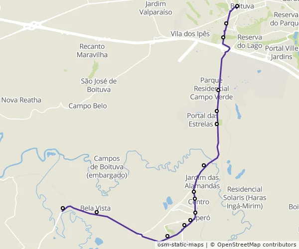 Mapa do itinerário da linha