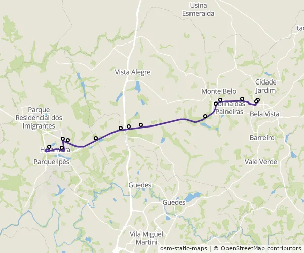 Mapa do itinerário da linha