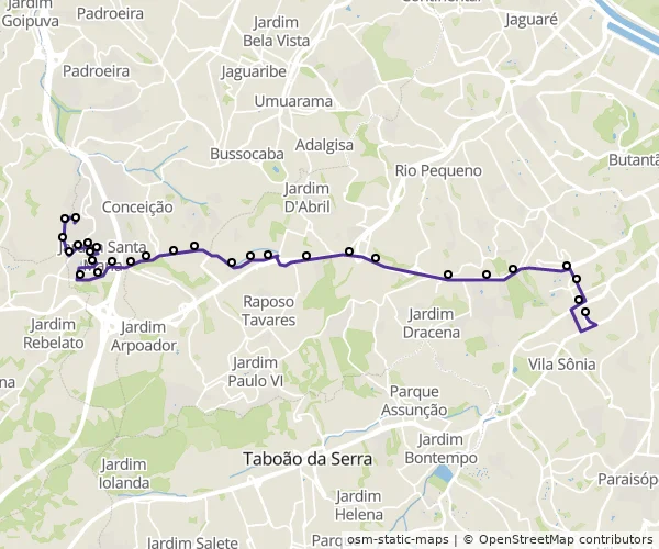 Mapa do itinerário da linha