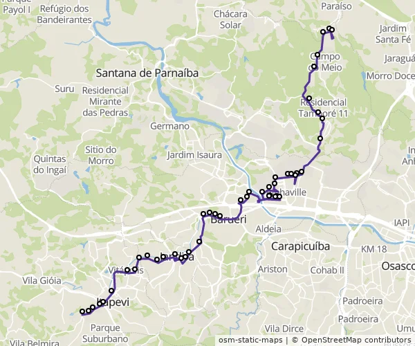 Mapa do itinerário da linha