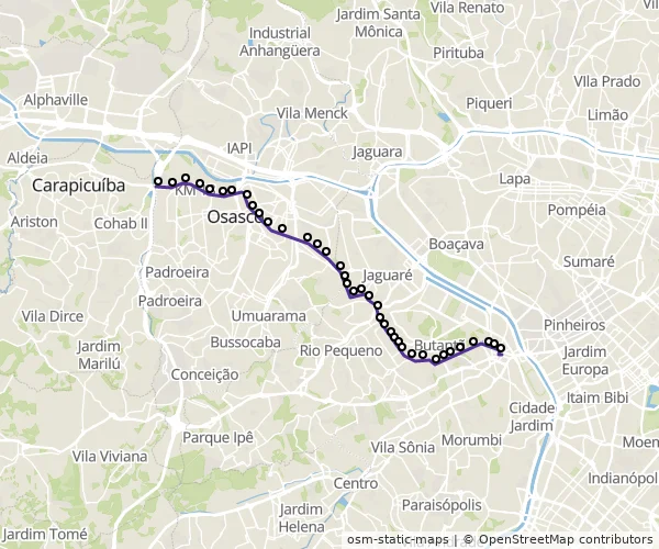 Mapa do itinerário da linha