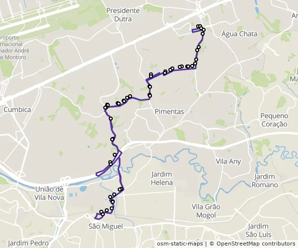 Mapa do itinerário da linha