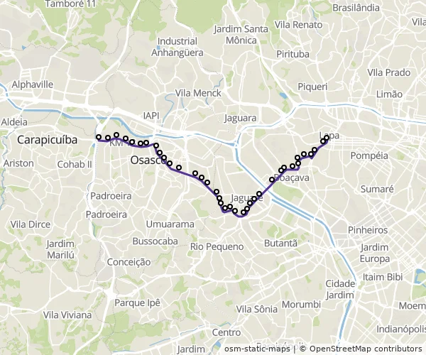 Mapa do itinerário da linha