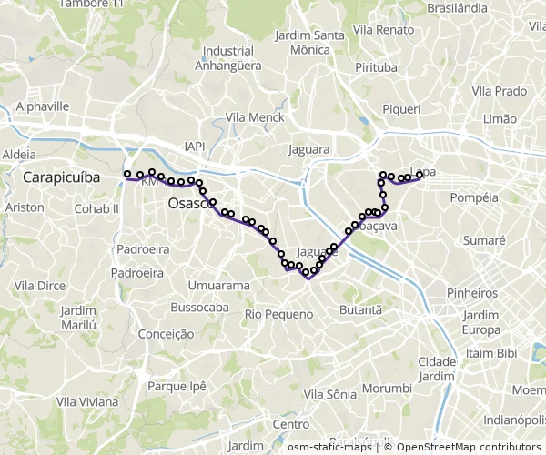 Mapa do itinerário da linha