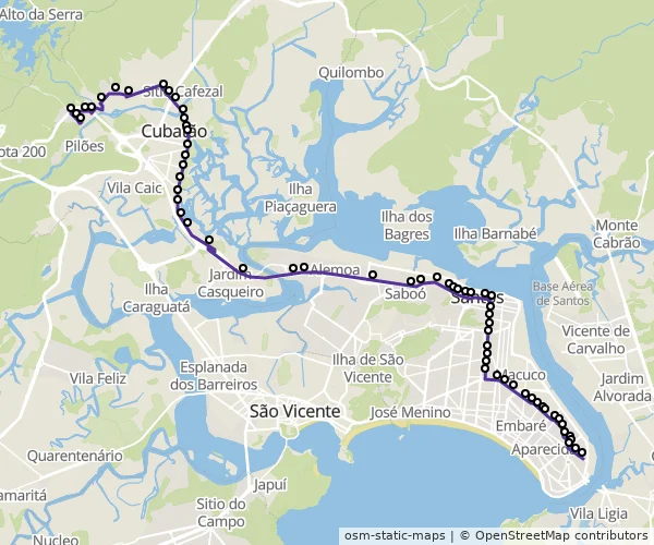 Mapa do itinerário da linha