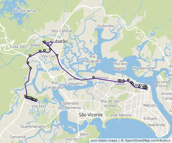 Mapa do itinerário da linha