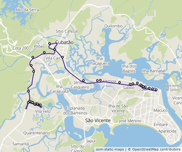 Mapa do itinerário da linha
