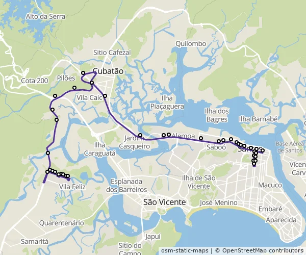 Mapa do itinerário da linha