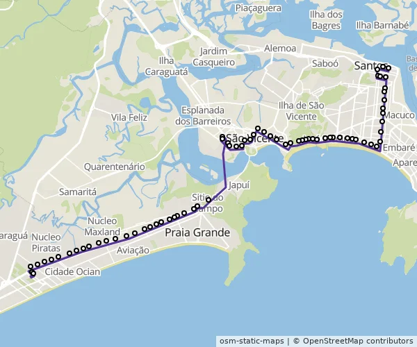 Mapa do itinerário da linha