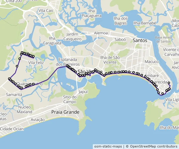 Mapa do itinerário da linha