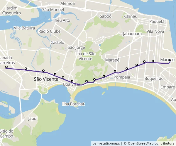 Mapa do itinerário da linha