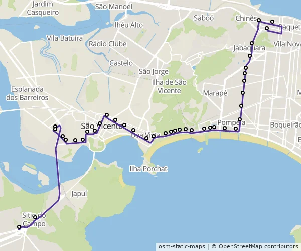 Mapa do itinerário da linha