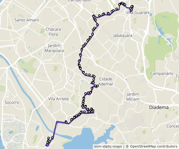 Mapa do itinerário da linha