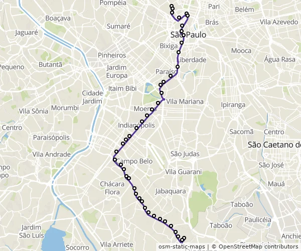 Mapa do itinerário da linha