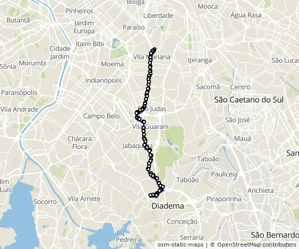 Mapa do itinerário da linha