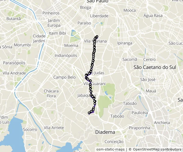 Mapa do itinerário da linha