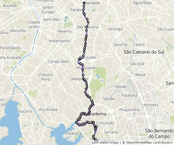 Mapa do itinerário da linha