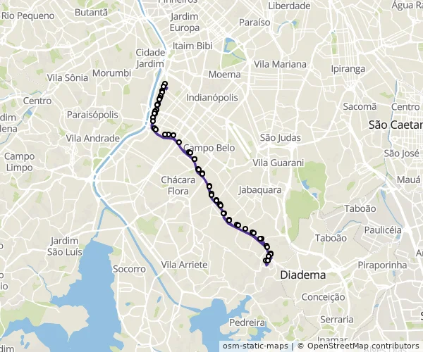 Mapa do itinerário da linha