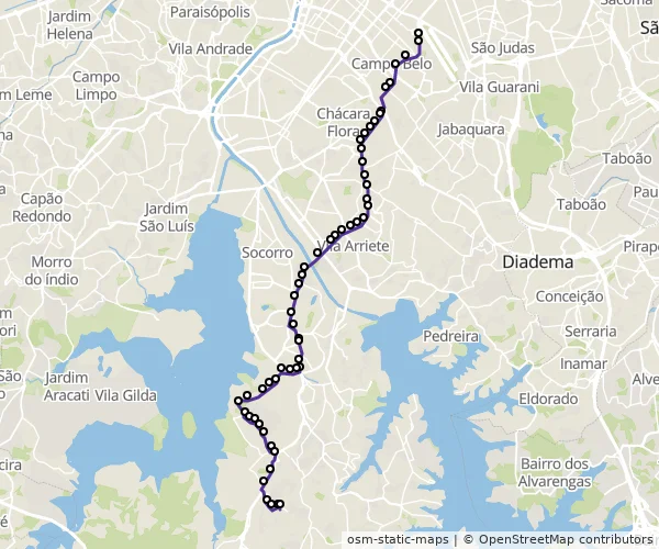 Mapa do itinerário da linha