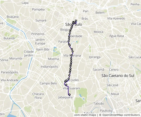 Mapa do itinerário da linha