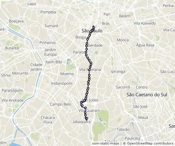 Mapa do itinerário da linha