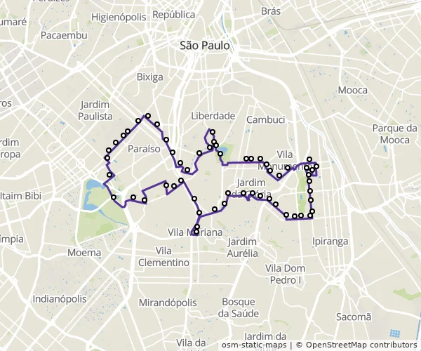 Mapa do itinerário da linha