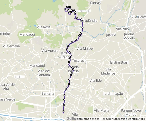 Mapa do itinerário da linha