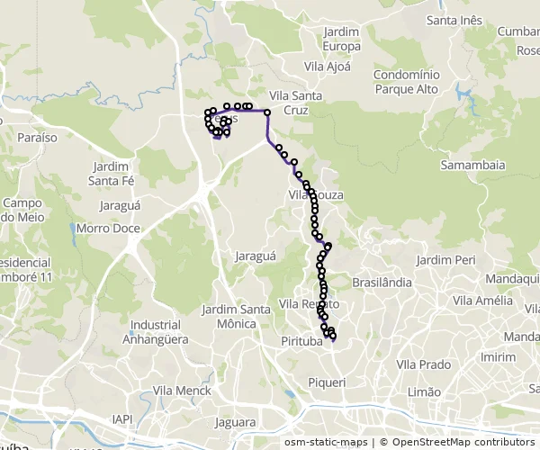 Mapa do itinerário da linha