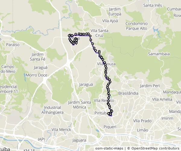 Mapa do itinerário da linha